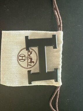 Hermes Black 'H' Buckle Men’s Belt Hardware